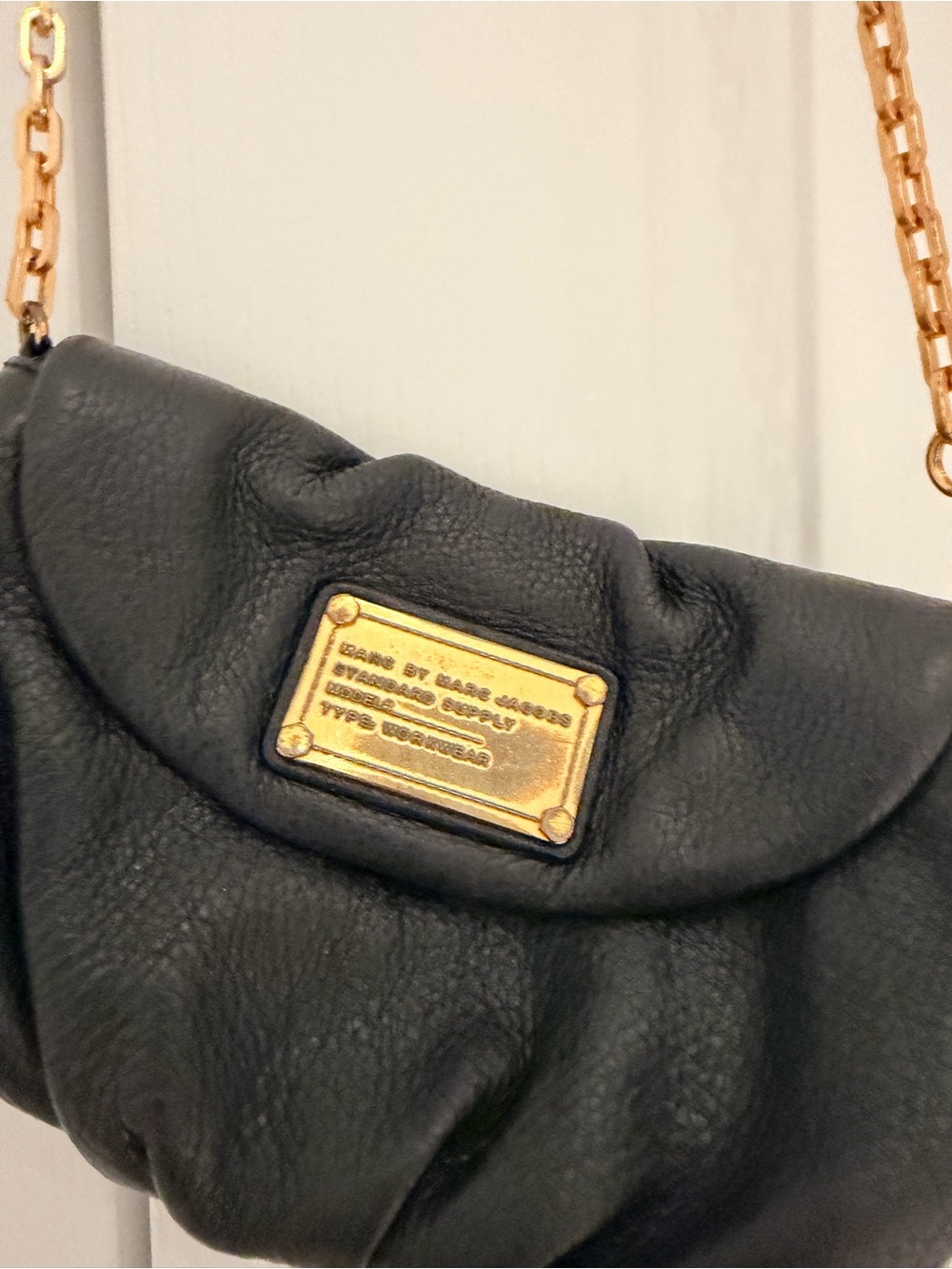 Marc by Marc Jacobs Black Leather Crossbody with Gold Chain - Picture 2 of 2